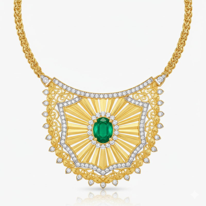 Floral Drop Gold Necklace